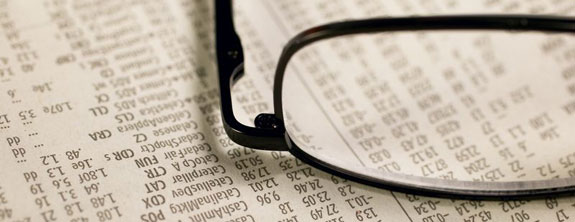 Newspaper listing of stocks